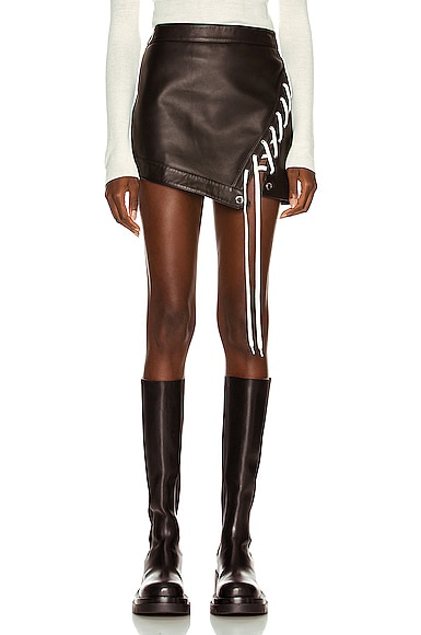 Lace Up Leather Mini Skirt