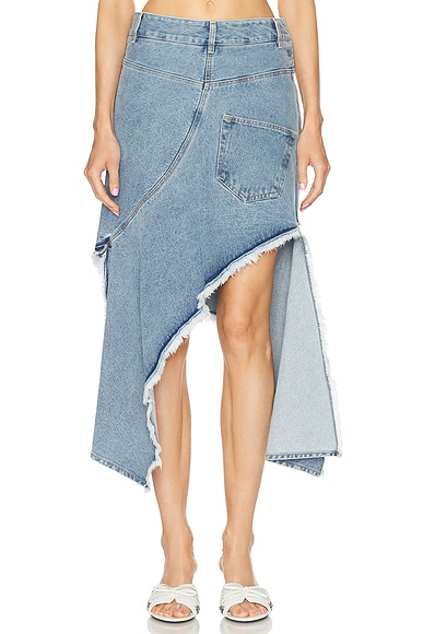 Monse Twisted Denim Skirt in Indigo