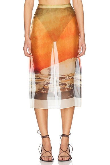 Printed Organza Pencil Skirt