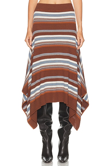 Striped Jacquard Cascade Midi Skirt