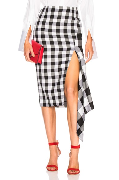 Split Gingham Slash Skirt