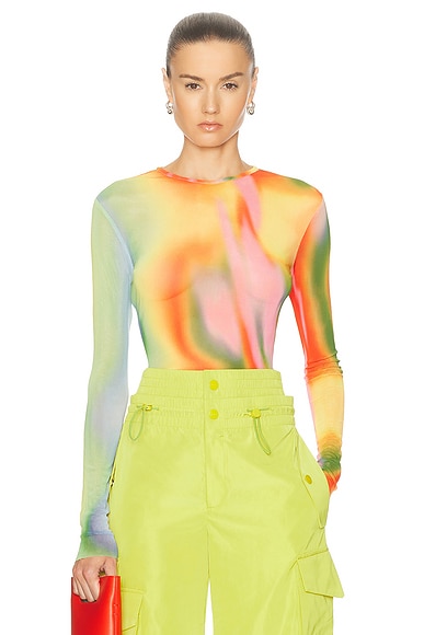 Monse Rainbow Heatwave Mesh Top in Multi