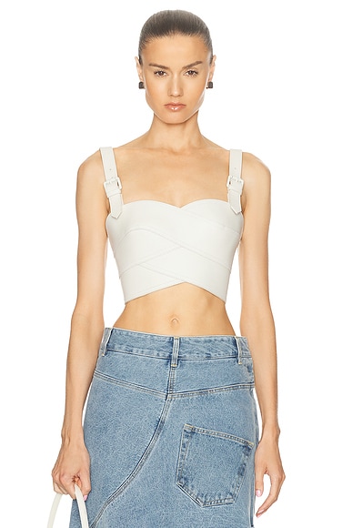 Monse Leather Belt Bustier Top in Ivory