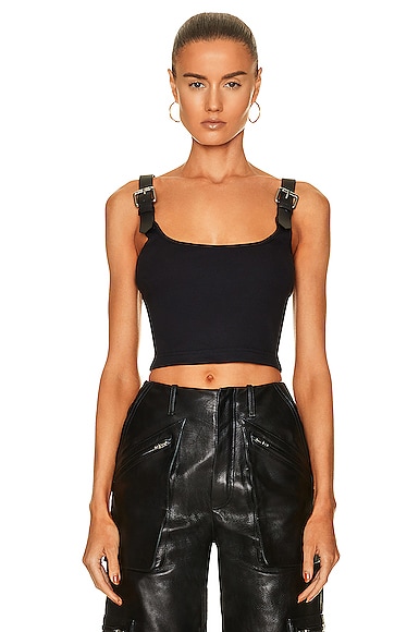 Leather Belted Crop Top