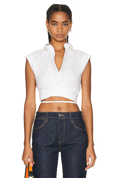 Monse Sleeveless Draped Shirt in Ivory | FWRD