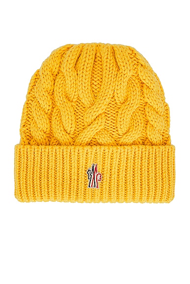 Shop Moncler Beanie In Yellow