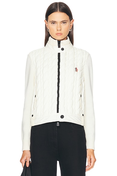 Moncler Grenoble Zip Up Cardigan in White