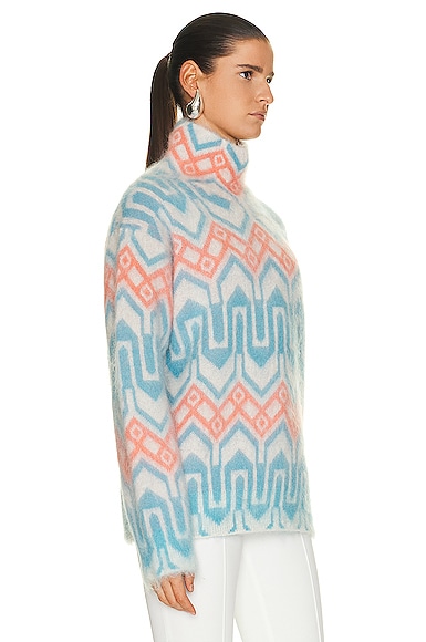 Shop Moncler Turtleneck Sweater In Blue  Orange  & Multi