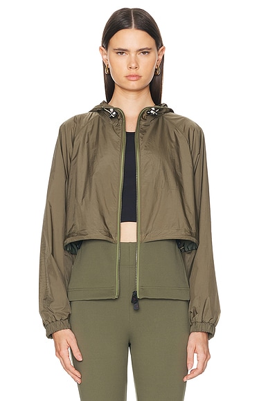 Shop Moncler Zip Up Cardigan In Olive Green