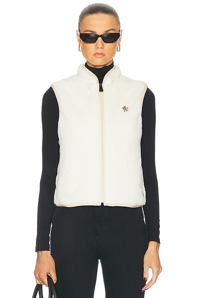 Moncler Grenoble Zip Up Vest in Silk White
