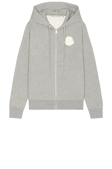 Moncler Zip Up Cardigan in Light Gray Melange