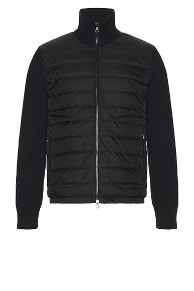 Moncler Zip Up Cardigan in Black
