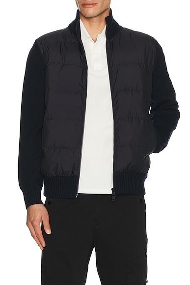Moncler Zip Up Cardigan in Navy