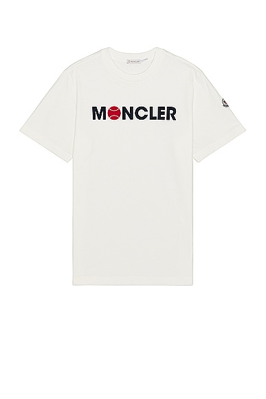 Moncler Short Sleeve Logo T-shirt in Silk White