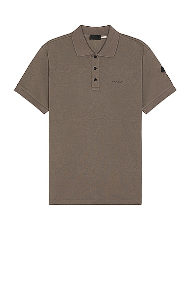 Moncler Short Sleeve Polo in Taupe Gray