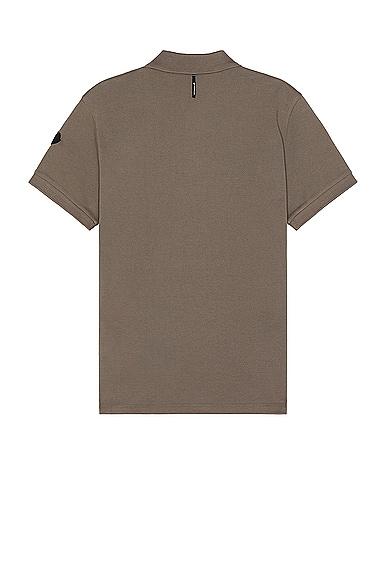 Shop Moncler Short Sleeve Polo In Taupe Gray