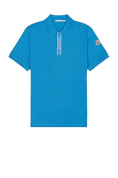 Moncler Short Sleeve Polo in Azure