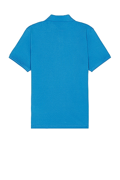 Shop Moncler Short Sleeve Polo In Azure