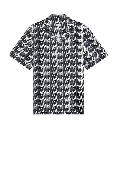 Shop Moncler Short Sleeve Shirt In 3d Monogram Black