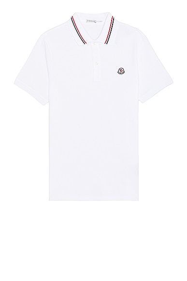Shop Moncler Short Sleeve Polo In White