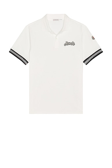 Moncler Short Sleeve Polo in Silk White