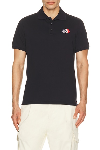 Moncler Short Sleeve Polo in Black Navy
