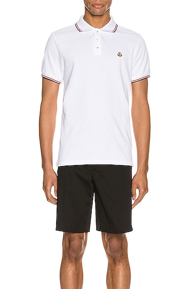 Moncler Cotton Polo Shirt With Logo In White