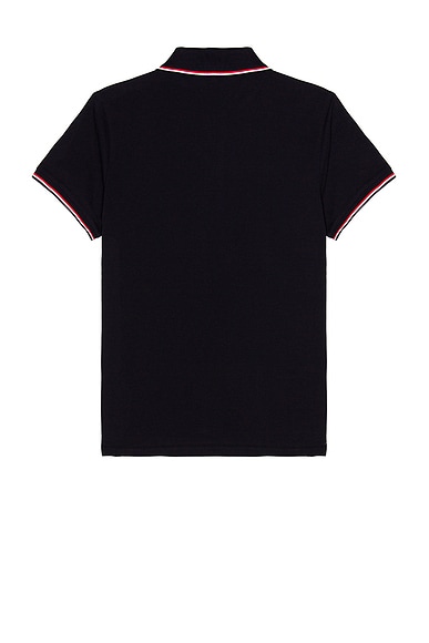 Moncler Cotton Polo Shirt With Logo In Navy