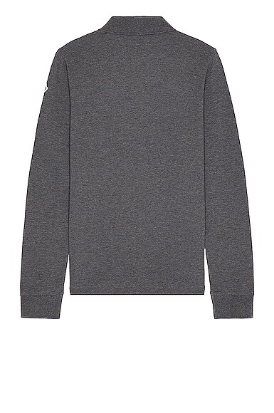 Shop Moncler Long Sleeve Polo In Charcoal