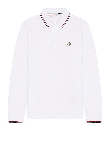 Moncler Long Sleeve Polo in White