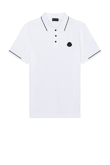 Moncler Short Sleeve Polo in Brilliant White