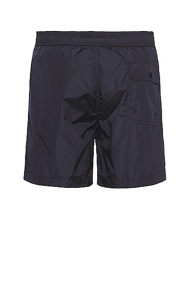 Moncler Mens Elasticated Waistband Brand Patch Straight Leg Regular Fit Swim Shorts Navy In Blue