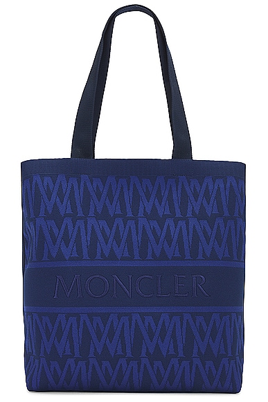 Shop Moncler Knit Tote Bag In Navy