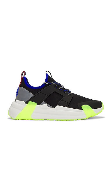 Shop Moncler Lunarove Low Top Sneakers In Royal Black Neon