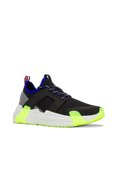 Shop Moncler Lunarove Low Top Sneakers In Royal Black Neon