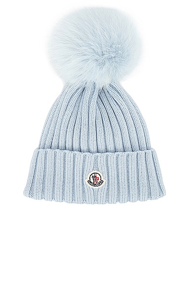 Moncler Puff Beanie in Baby Blue
