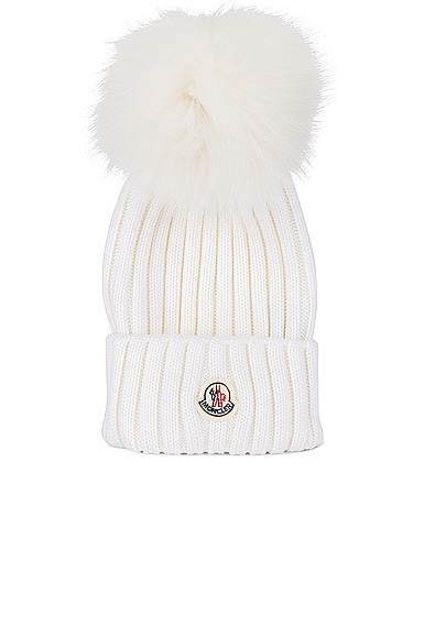 Moncler Berretto Tricot Beanie in Cream | FWRD