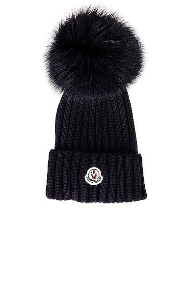 Moncler Berretto Tricot Beanie in Navy | FWRD