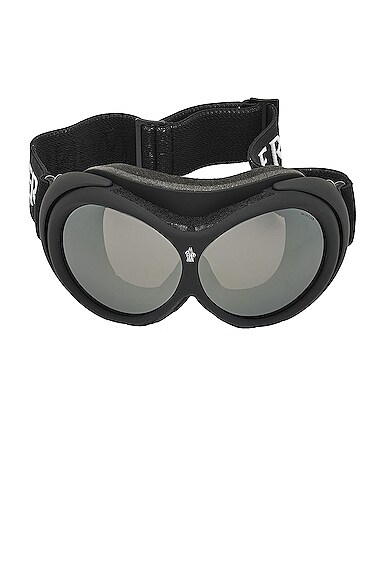 Moncler Logo-jacquard Strap Ski Goggles In 02c Matte Black S