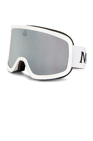 Moncler Terrabeam Goggles in Shiny White & Black