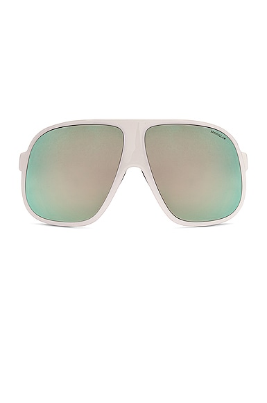 Moncler Diffractor Sunglasses in Shiny White | FWRD
 