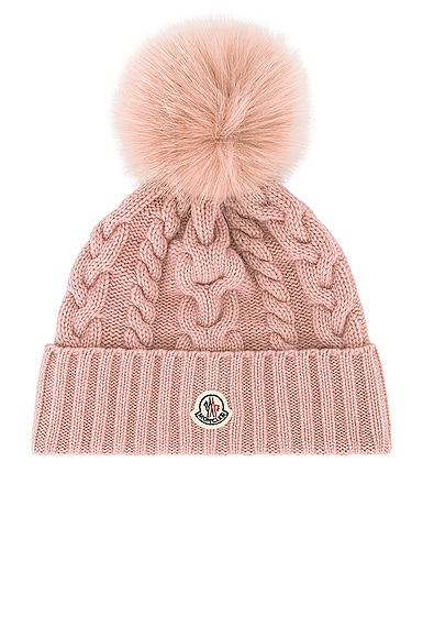 Moncler Knit Pom Beanie in Pink