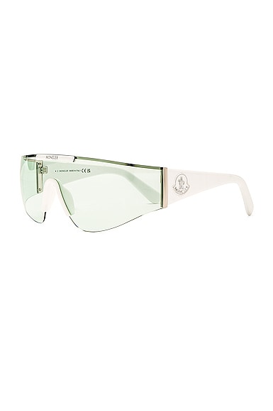 Shop Moncler Ombrate Sunglasses In Shiny Optical White