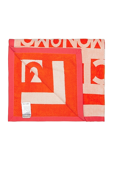 Shop Moncler Logo Print Towel In Orange