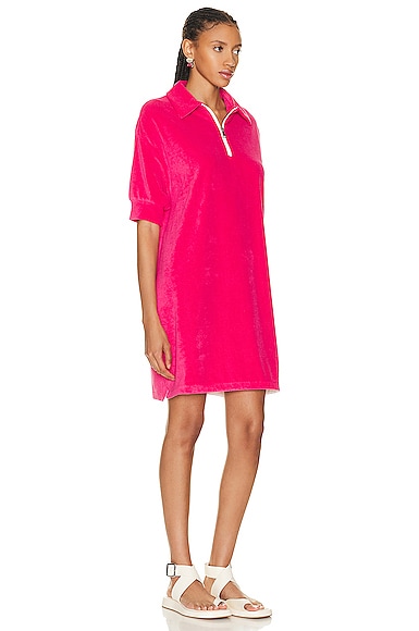 Shop Moncler Terry Shirt Dress In Pink