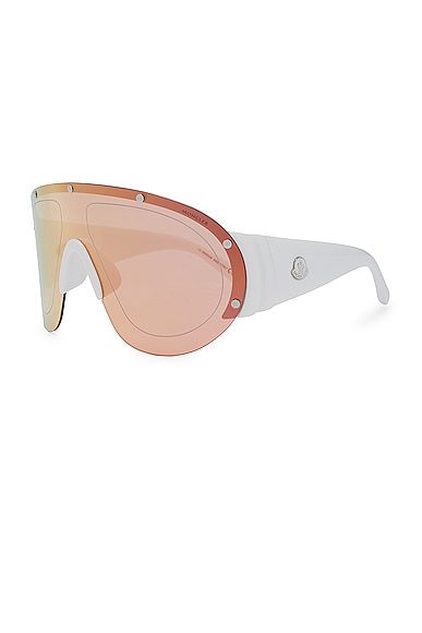 Shop Moncler Shield Sunglasses In White