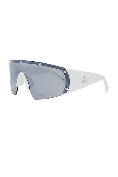 Shop Moncler Shield Sunglasses In White