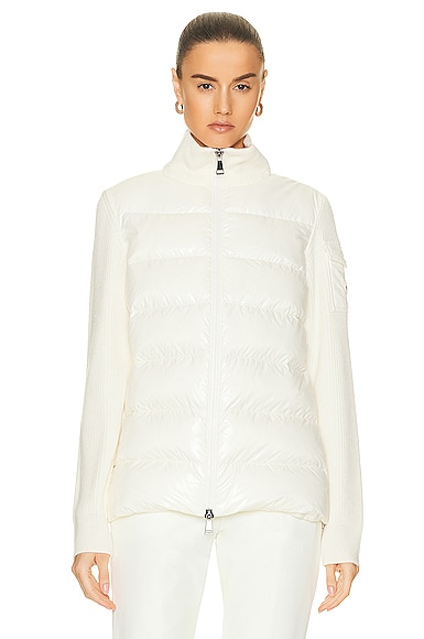 Moncler Zip Up Cardigan in White Smart Closet