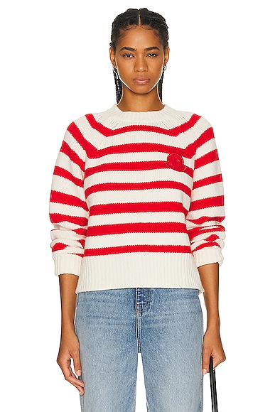 Moncler Long Sleeve Sweater in Red Stripe