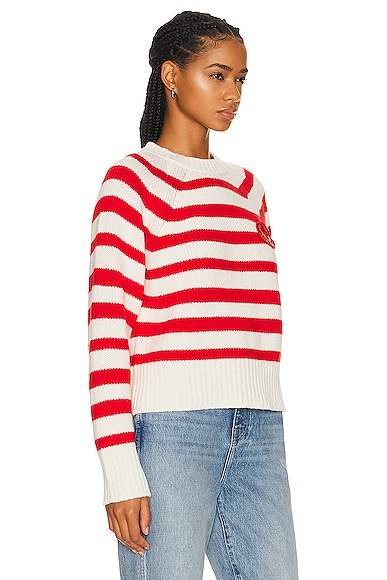 Shop Moncler Long Sleeve Sweater In Red Stripe